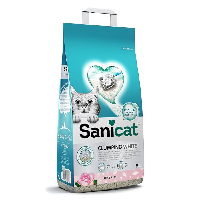 Comparer les prix de Sanicat-Litière Pour Chats Agglomérante Blanche-Parfum De Pétales De RoseFabriquée À Partir De Minéraux Naturels Avec Contrôle