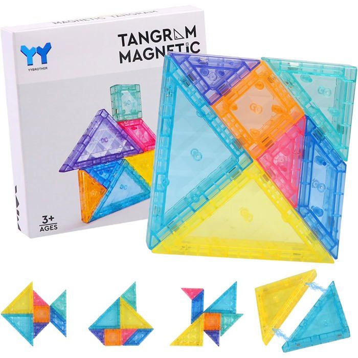 Puzzle Tangram Magnétique – Formes Géométriques 3D – Voyage – Dès 3 Ans – Cadeau Éducatif