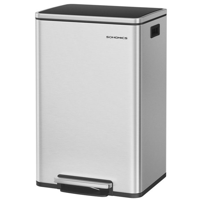Poubelle de cuisine - SONGMICS - 50 L - Acier inoxydable - Seau amovible - Fermeture amortie