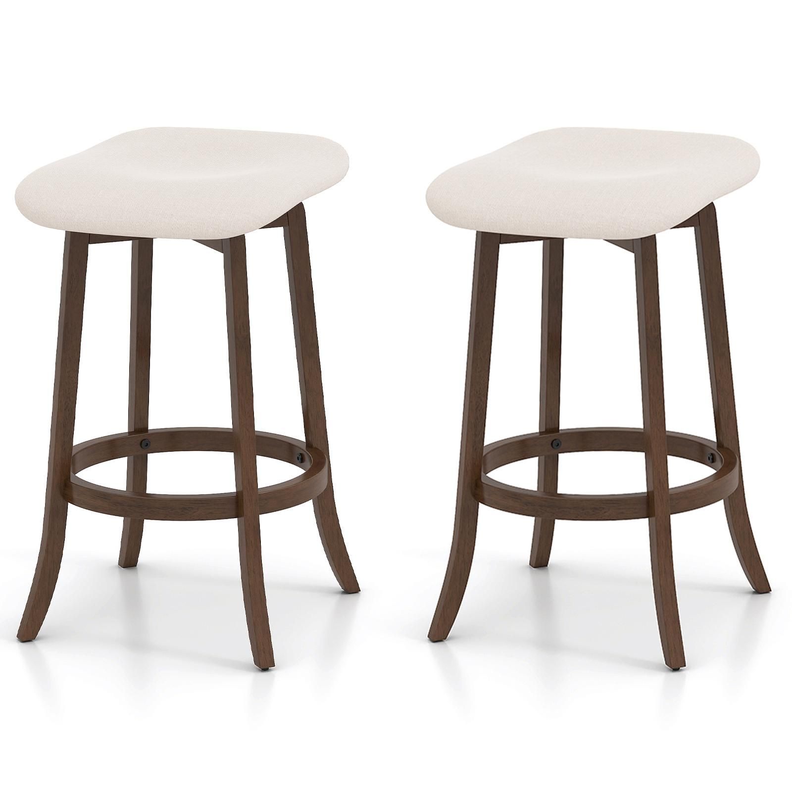 COSTWAY Lot de 2 Tabourets de Bar Pivotants Hauteur de 74 cm Siège Rembourrée Cadre en Bois Massif avec Repose-Pieds COSTWAY Lot de 2 Tabourets de Bar Pivotants Hauteur de 74 cm Siège Rembourrée Cadre en Bois Massif avec Repose-Pieds