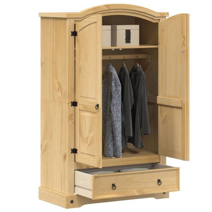 Armoire Corona style classique en bois de pin massif 101x52x170 cm tringle de penderie pour chambre et dressing