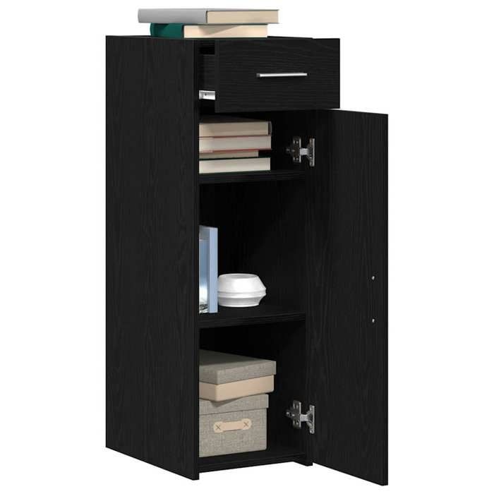 Buffet/Armoire bas - GUANG - Rangement maison -Noir Chêne 30x42 5x93 cm - Bois aggloméré @@A850