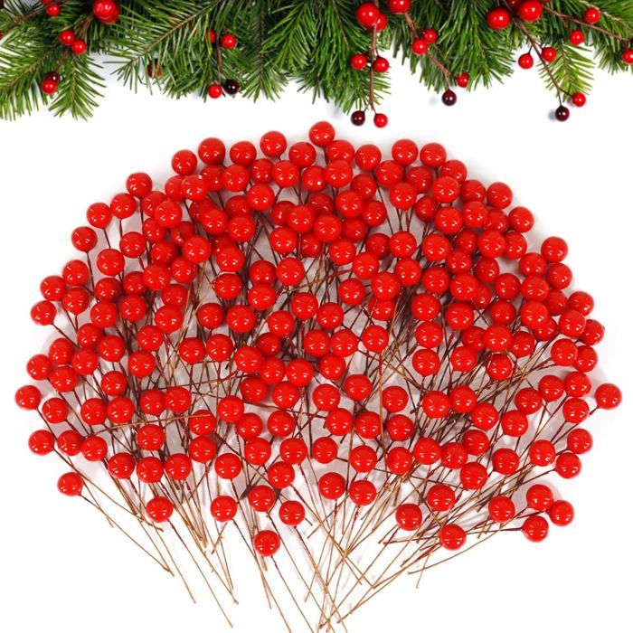 14 Branches De Baies Artificielles Rouges - Décoration Noël, Mariage Ou DIY - Réalistes Et Légères, Parfaites Pour Compositions