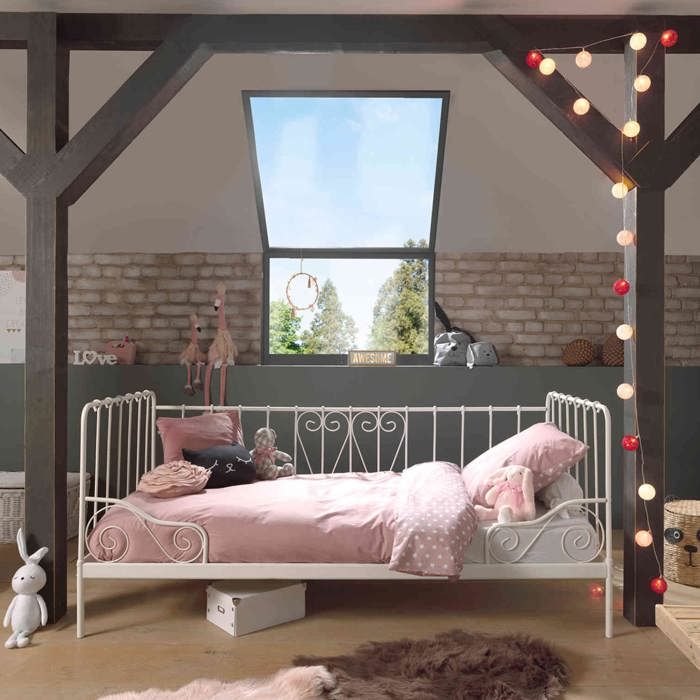 Lit enfant en métal blanc 90x200 - LI2032 - Blanc - Terre de Nuit Lit enfant en métal blanc 90x200 - LI2032 - Blanc - Terre de Nuit