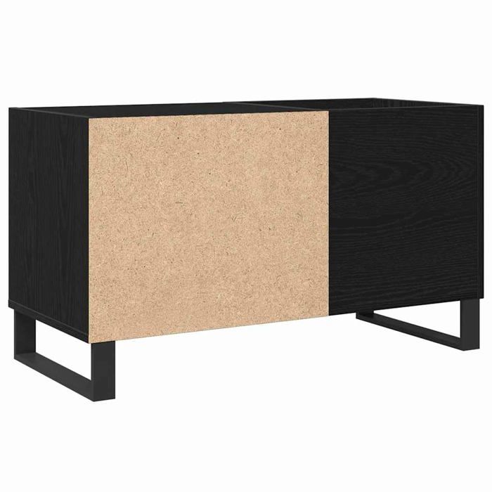 Meuble à vinyles moderne - vidaXL - Chêne Noir - 85x38x48 cm - Bois dingénierie - 3 étagères - Porte à charnières