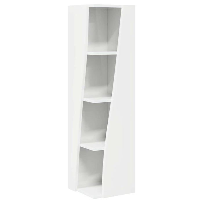 Cabinet dangle moderne - vidaXL - Blanc brillant - 275x27x102 cm - Bois dingénierie - 4 étagères - Forme trapézoïdale