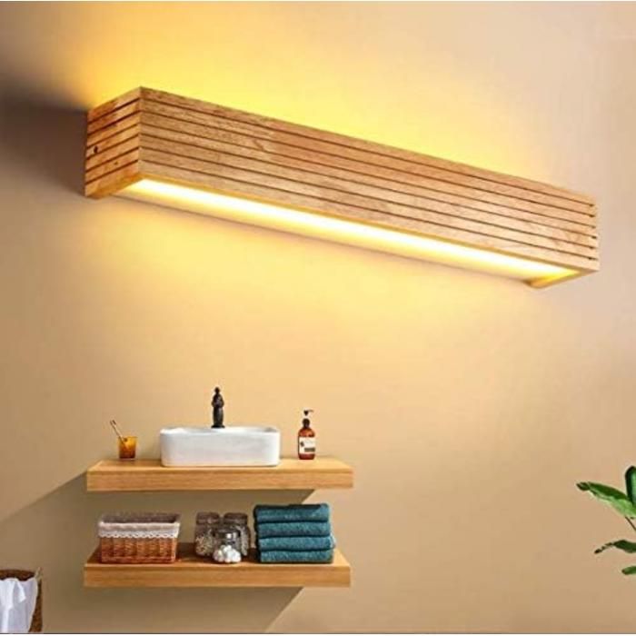 Applique Murale LED Appliques Luminaire Intérieur Bois Lampe de Mur lumière chaude Lampe pour Chambre Salon Bureau(35cm new)-