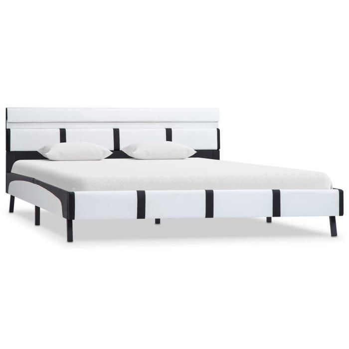 Promo 2026 Lit 2 personnes&lit adulte Structure de lit - Cadre de lit avec LED - blanc 160x200cm 5179684