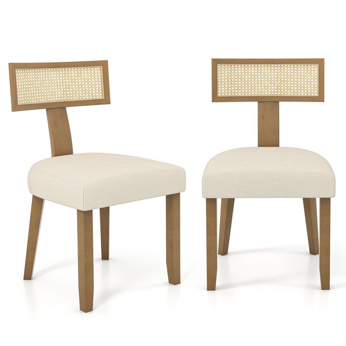 GIANTEX Lot de 2 Chaises de Salle à Manger Rembourrées-Chaise de Cuisine-Dossier en Rotin-Pieds en Bois Massif-Charge 180 kg-Beige GIANTEX Lot de 2 Chaises de Salle à Manger Rembourrées-Chaise de Cuisine-Dossier en Rotin-Pieds en Bois Massif-Charge 180 kg-Beige