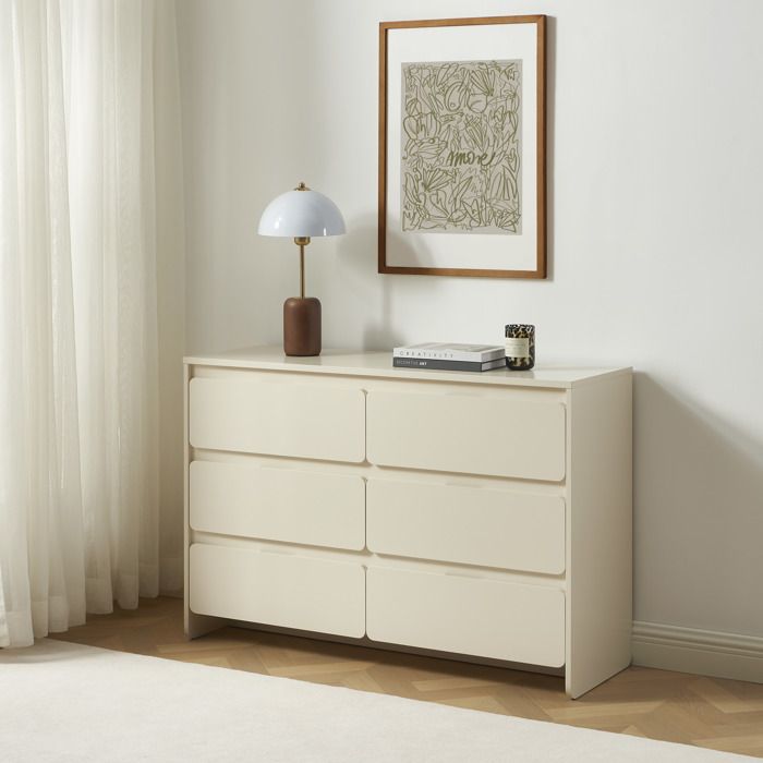 Commode AKKA 6 tiroirs beige 120 cm Commode AKKA 6 tiroirs beige 120 cm