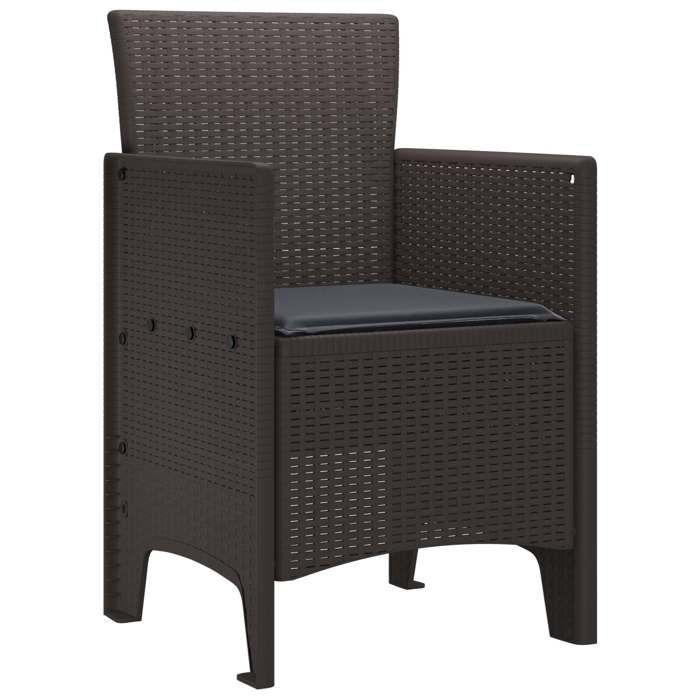 Top 2026@Fauteuil extérieur Marron - SWEETY® Chaise de jardin 2 pcs Marron 53x49x85cm Polypropylène 926022