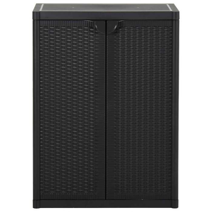 Top 2026@Cabinet de Rangement Extérieur Noir - SWEETY® Armoire de rangement de jardin Noir 65x45x88cm PP Rotin 538302