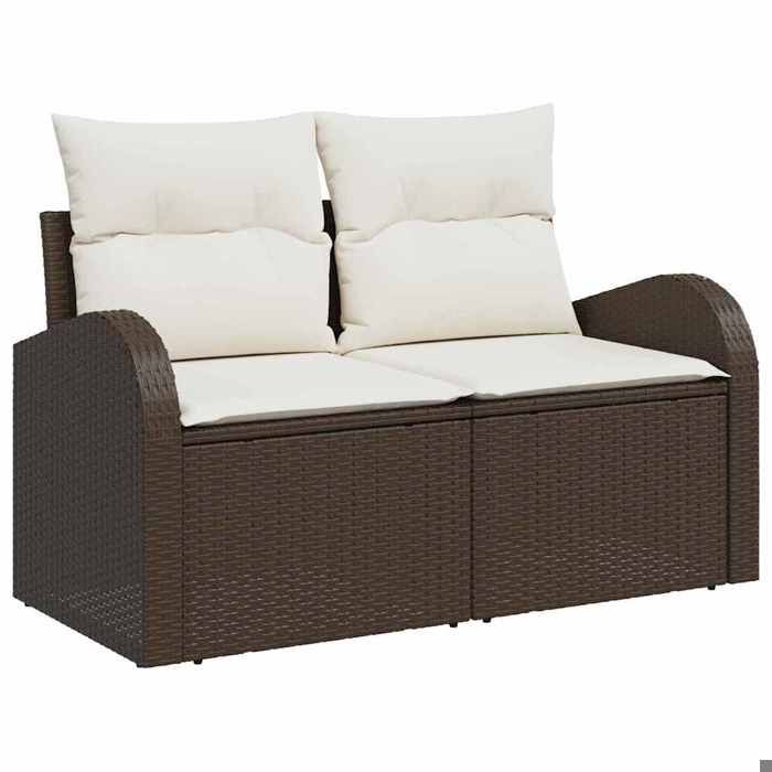 (SOLDES dété) Ensemble de canapé de jardin 3 pcs - SHIELD - Canapés dextérieur - Marron et blanc Poly rotin - 2952558