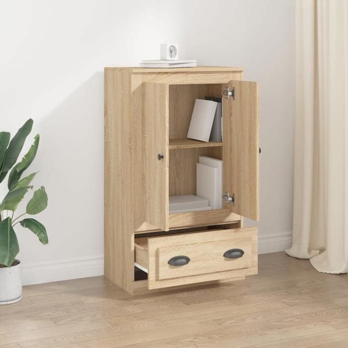 (12547)Meuble rangement - Buffet haut - contemporain - chêne sonoma 60x355x1035 cm bois dingénierie poid:27.82 kg
