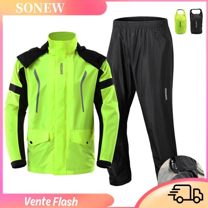 Sonew Manteau de pluie pour vélo Pantalon de pluie imperméable et respirant pour vélo ensemble de sport accessoires Vert EU-2XL