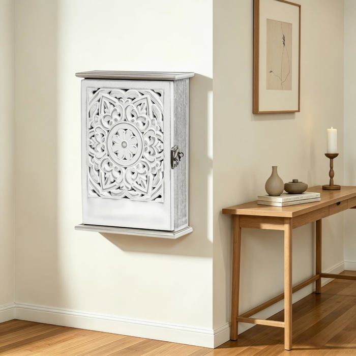 Boîte Clés Murale Bois - 273x197x7 cm Rétro 6 Crochets pour Entrée Garage ALURRA