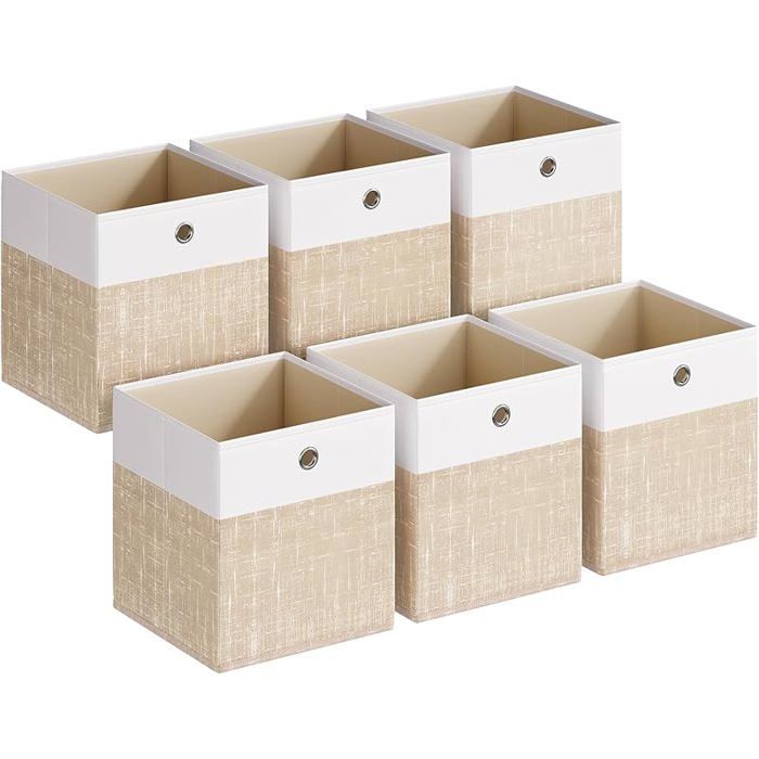 Boîte de Rangement Lot de 6 Panier Coffre avec Pques en PP Bnc Nuage + Beige Sable Lot de 6 (26L x 26l x 28H cm)