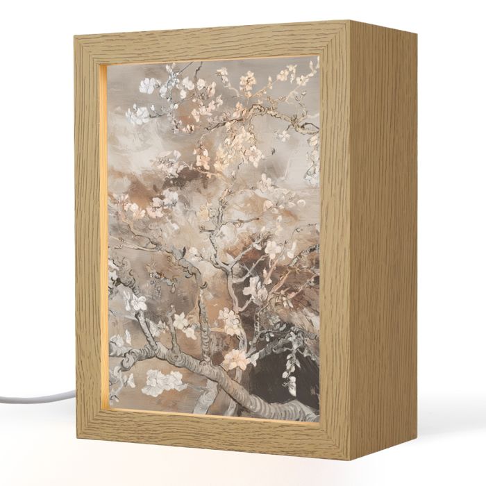 Lampe de Table LED - Lampe de Chevet - Motif Fleur damandier - Art - Van Gogh - Beige - 15x20 cm Couleur érable - OnlyWow