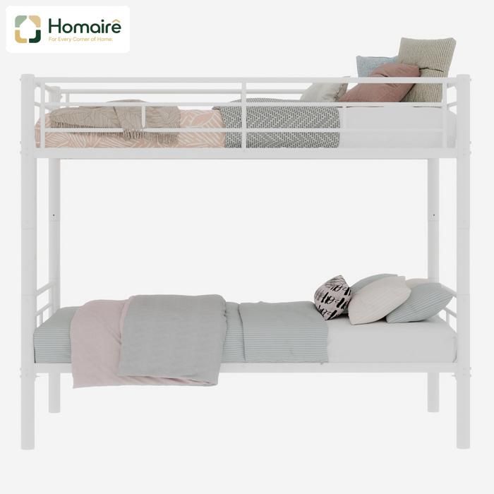 Lit superposé métallique convertible Twin Over Twin avec rail de sécurité et échelle cadre en acier pour enfants HOMAIRE