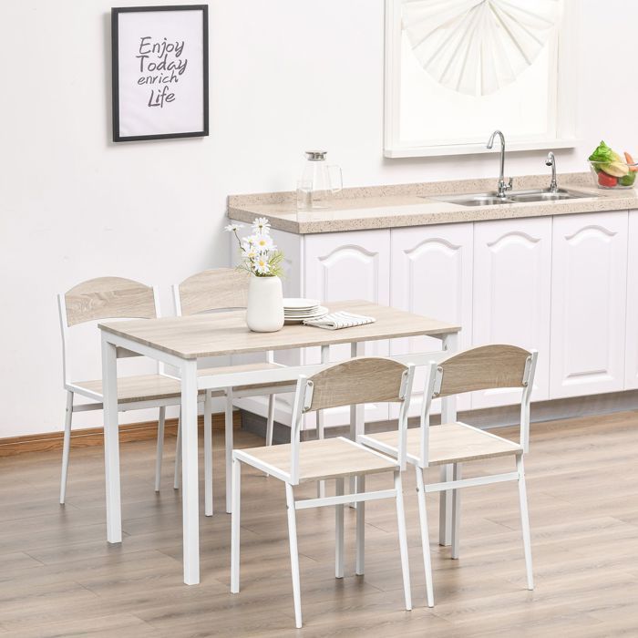 Ensemble table et chaises salle à manger 100x60 MDF et métal bicolore Table de cuisine et chaises 4 places facile dentretien