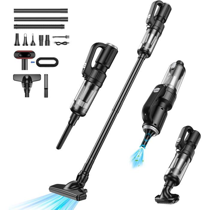 Aspirateur à main sans fil  - 25000 Pa - Moteur sans balai - Lavage et soufflage - Lumière LED - Filtre HEPA