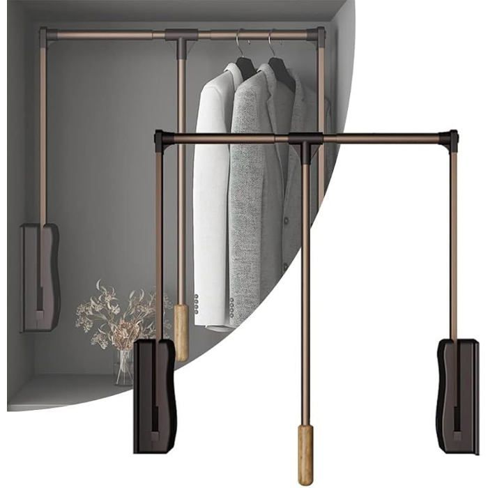 Barre Penderie Escamotable À Charge 30 Kg Porte manteau Régble Tringle À Vêtements Garde robe Largeur Bck 93*125c BARRE DE PENDERIE