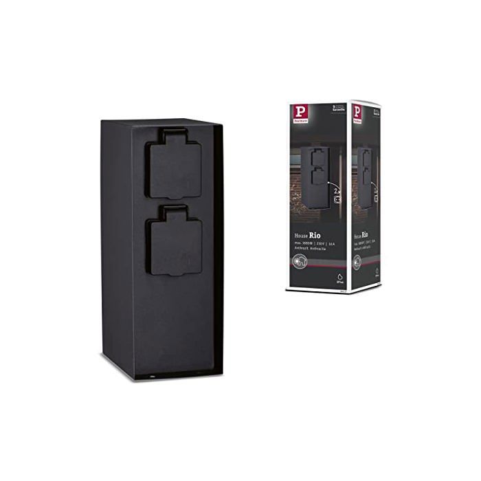 Luminaire extérieur - PAULMANN - Garden Outlet - IP44 - Anthracite - Colonne de prises 2x E27 3650W