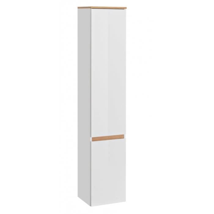 colonne de salle de bain platinium - ac-déco - 35 x 30 x 176 cm - blanc - contemporain - design - laqué
