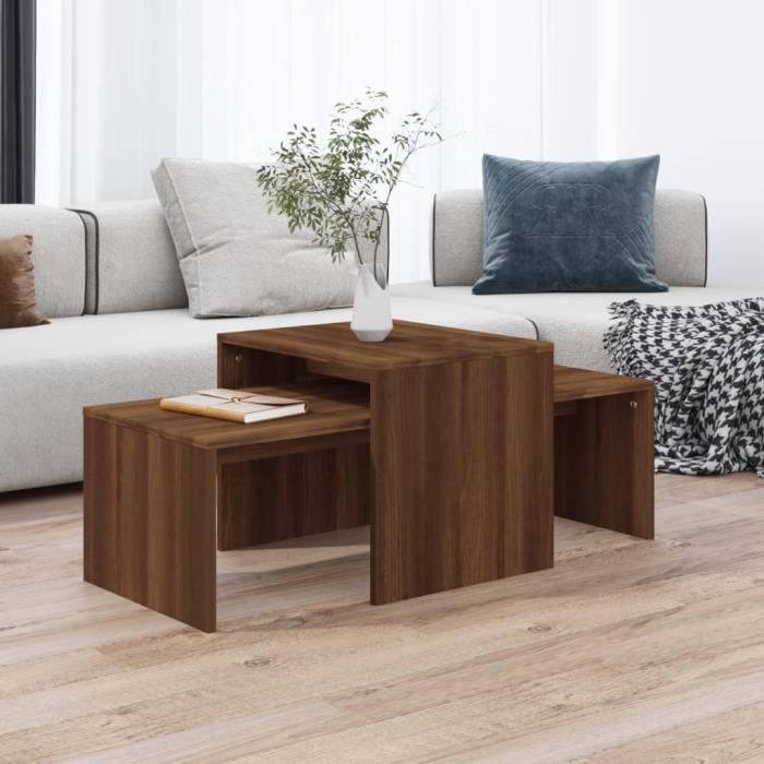 Table basse - AKOZON - Chêne marron - Bois dingénierie - 100x40x30 cm - Design contemporain