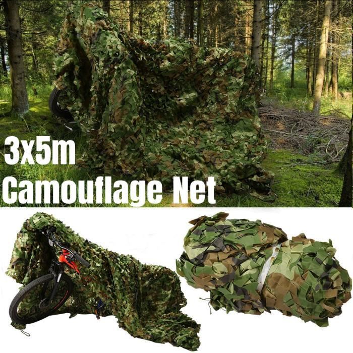 Filet De Camouflage Militaire 5x4m - Tissu Oxford 150D, Résistant, Pour Chasse, Camping, Jardin | Protection Soleil Et Intimité