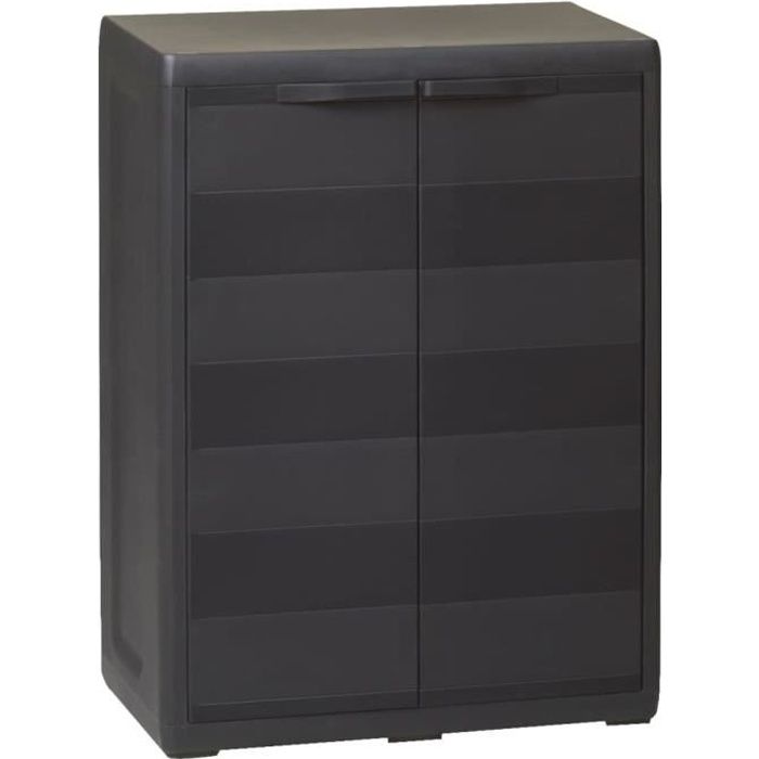 Armoire Basse Armoire De Rangement De Jardin Avec 1 Etagere Noir Cdiscount Maison