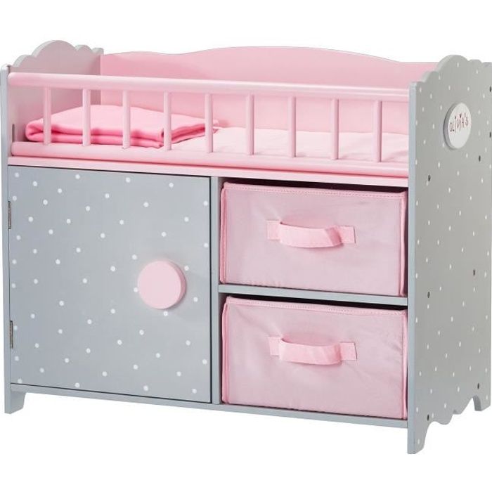 Lit de poupée - TEAMSON - Teamson Kids - Rose/Gris - Rangement avec placard et paniers - 54x26x46 cm Lit de poupée - TEAMSON - Teamson Kids - Rose/Gris - Rangement avec placard et paniers - 54x26x46 cm