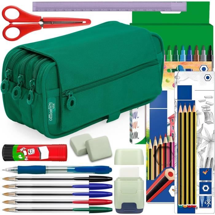 Ensemble De Trousse Scolaire Triple Avec 3 Fermetures ??clair Et Fournitures Scolaires De Grandes 