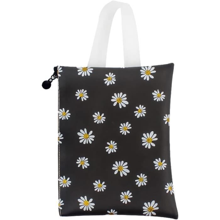 Poceacles Pochette De Protection Livre De Poche Fermeture Éclair – Motif Abeille & Marguerites 22x29 Cm – Housse Tissu Lavable & Portable