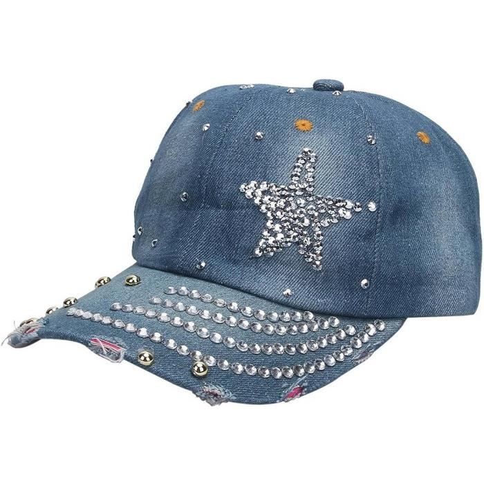 Chapeau De Soleil En Jean Pour Femme - Casquette Baseball Large Bord Réglable, Style Décontracté Et Protection UV