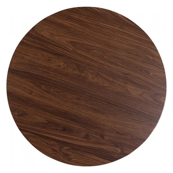 Table - KARE - Schickeria - Noyer - Diamètre 110cm - Pied en acier blanc/noir