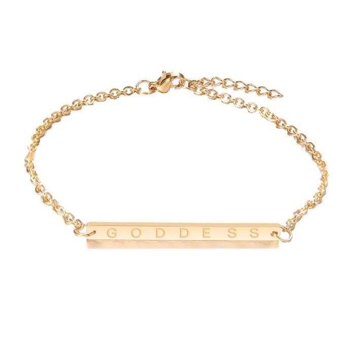 Mode Simple Femmes Rectangulaire Lettre Anglaise Deesse Chaine Bracelet Bijoux Dore Achat Vente Maillon De Bracelet Mode Simple Femmes