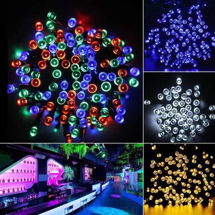 MULTICOLORE Guirlande lumineuse 22 M 200 LEDs 8 Modes Energie solaire pour Déco Extérieur Noël Mariage Fête Soirée