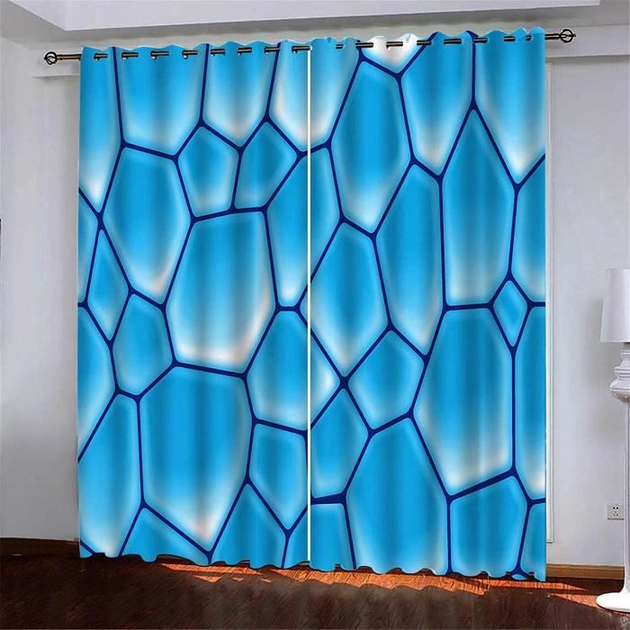 Rideaux Occultants Thermiques Rayures Bleues Et Blanches 140x200 Cm Lot De 2 - Anti Froid Chaleur Avec Oeillets - Salon Et Chambre