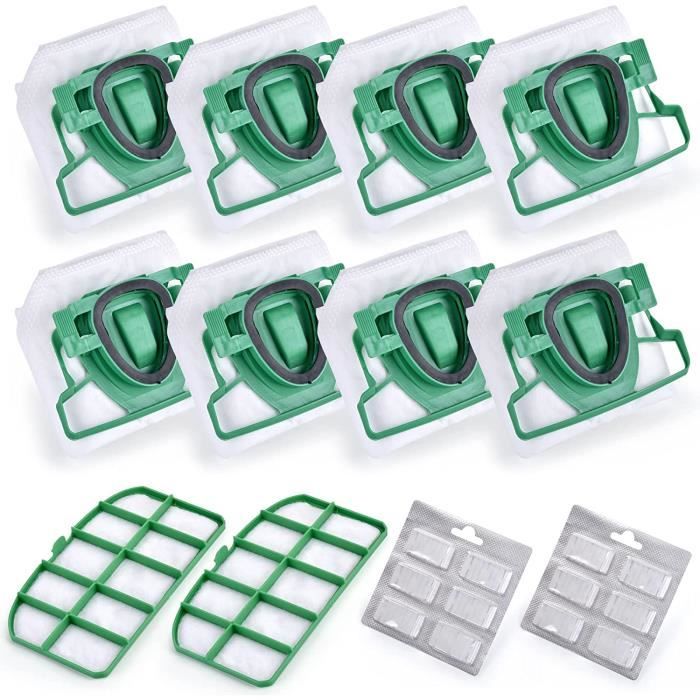 Kit Complet Accessoires Pour Aspirateur Vorwerk Kobold VK130 - 12 Sacs, Filtres, Parfums