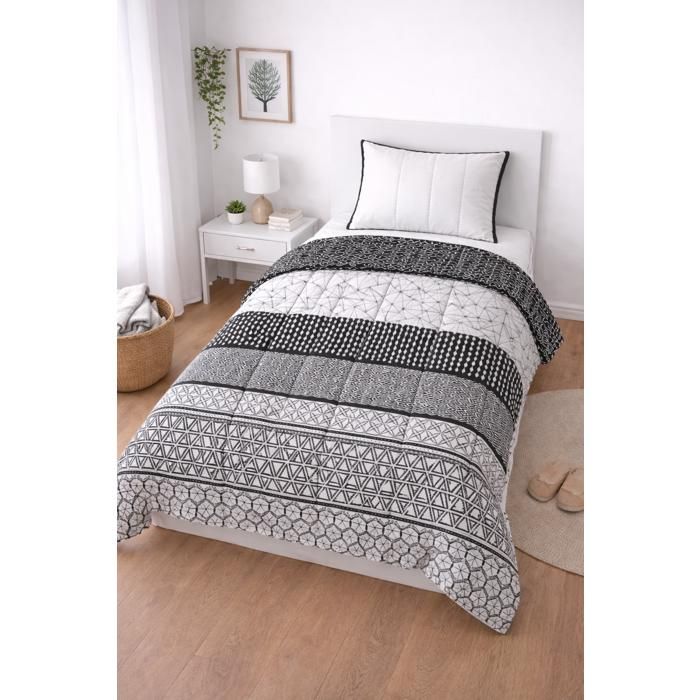 Couette tempérée LMG5/Uni gris Clair - 1 personne 140 x 200 - MI SAISON - MORTREUX