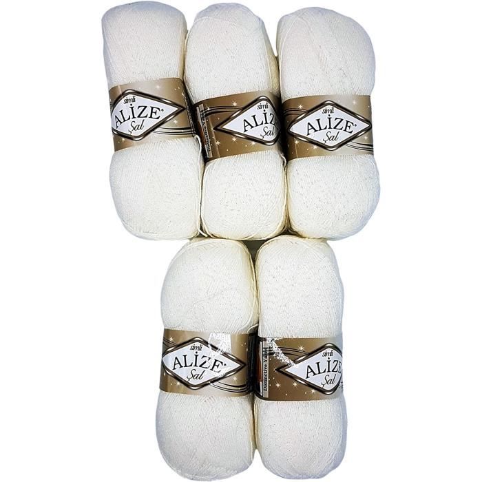 Lot De 5 Pelotes De Laine Lurex Argent/noir - Fabriqué En France, Idéal Pour Tricot Et Crochet