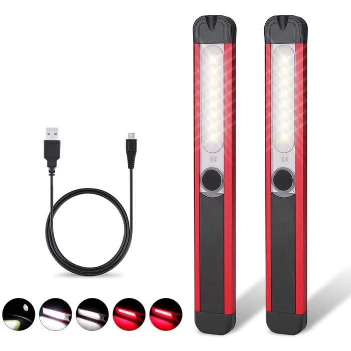 Lampe Torche LED COB – Rechargeable USB – 5 Modes – Magnétique – Baladeuse