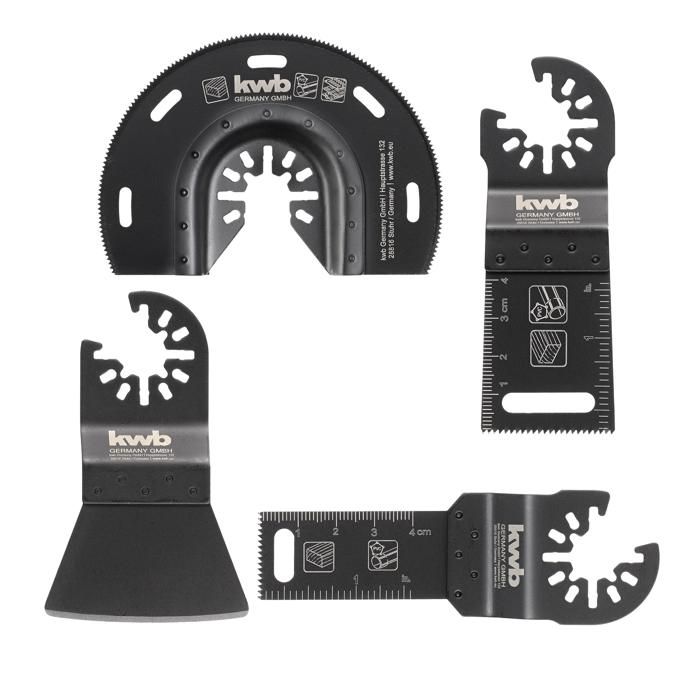 Einhell Set de 4 outils multifonctions pour bois, plastique et métal (3 lames de scie, 1 grattoir)