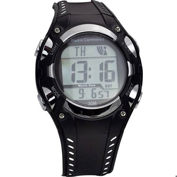 EUROTIME Montre-bracelet radiopiloté(e) 1681987 (Ø x H) 40 mm x 16 mm noirargent Matériau du boîtier=plastique Matéria