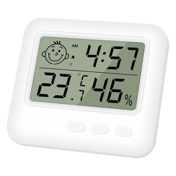 Horloge Numérique Réveil Thermomètre Hygromètre Compact