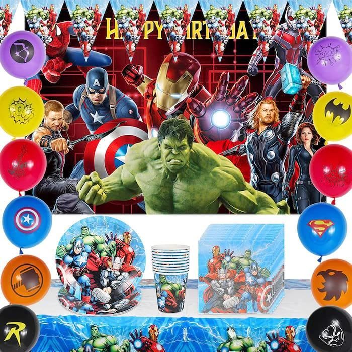 décoration de fête d'anniversaire de super-héros, ballons de superhero  anniversaire décoration kit, super héros fournitures de fête
