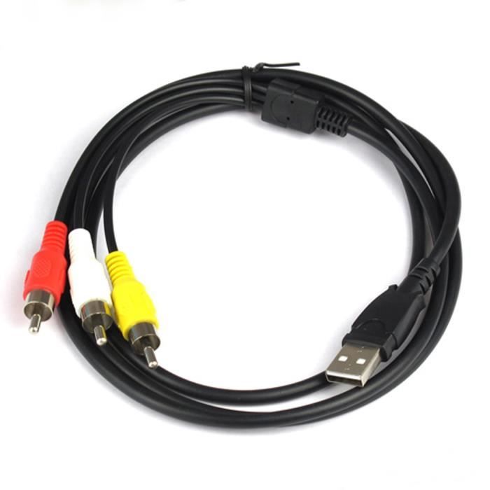 Câble USB Vers 3RCA - Adaptateur Audio/vidéo Composite Pour Caméscopes Et Appareils RCA