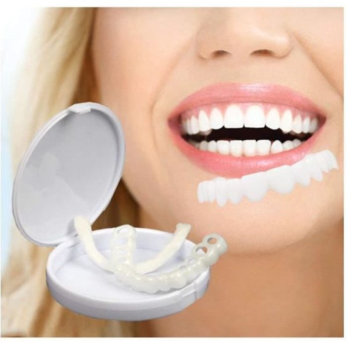 3 PCS Placages Snap in Dents, Protège-Dentier Sourire Parfait Instantané Haut et Bas Confortable Snap sur Fausses Dents Cover Smile