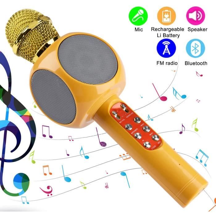 Microphone karaoké sans fil pour enfants, Bluetooth, portable